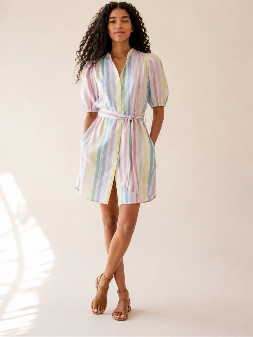 GAP Linen-Cotton Puff-Sleeve Mini Shirtdress